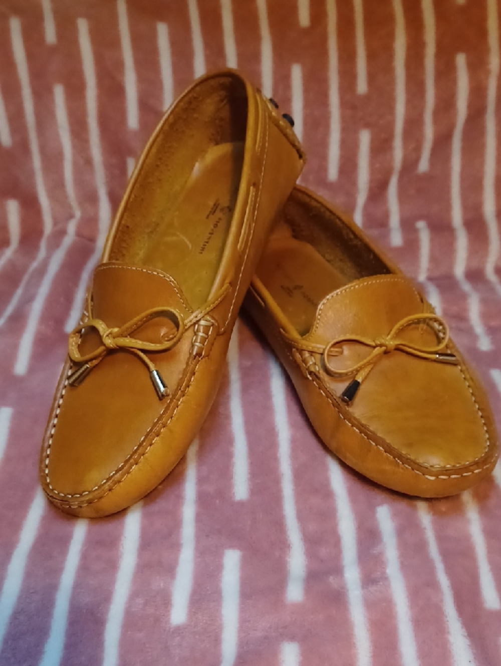 Mens Mercanti Fiorentini Tan Leather Slip-On Driving Loafers